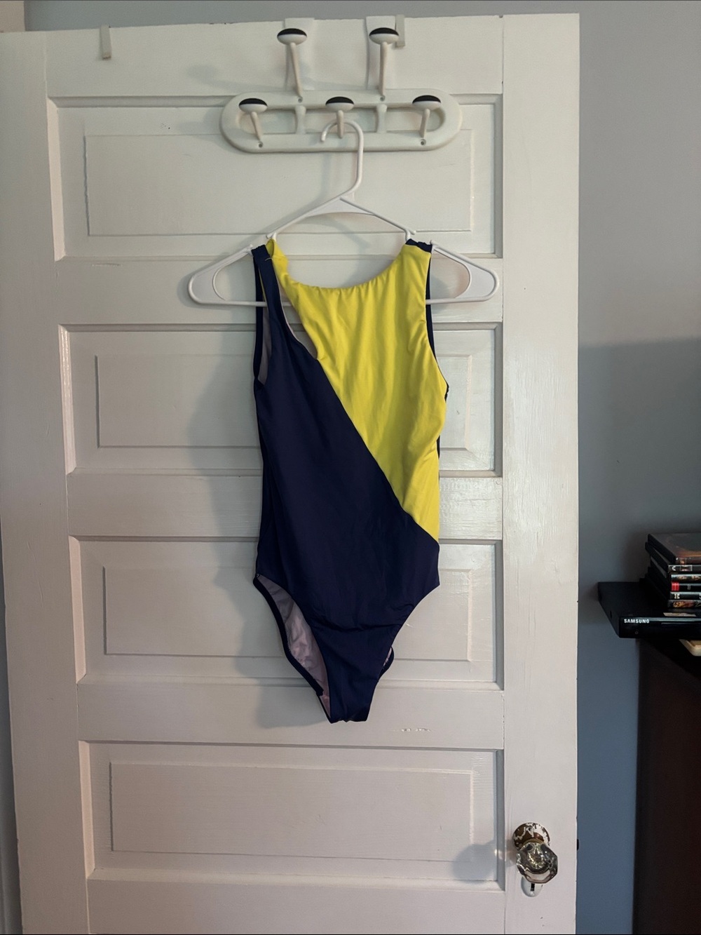 Seafolly Girls' Navy and Yellow Colorblock One-Piece Swimsuit